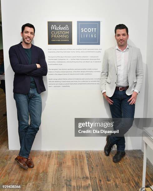 Drew Scott and Jonathan Scott celebrate the launch of their first custom framing program, Scott Living, available exclusively at Michaels on March 8,...