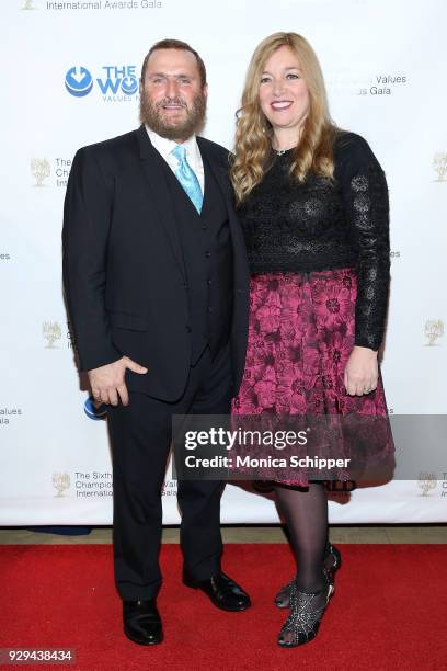 Rabbi Shmuley Boteach and Debbie Boteach attend the 2018 World Values Network Champions of Jewish Values Awards Gala at The Plaza Hotel on March 8,...