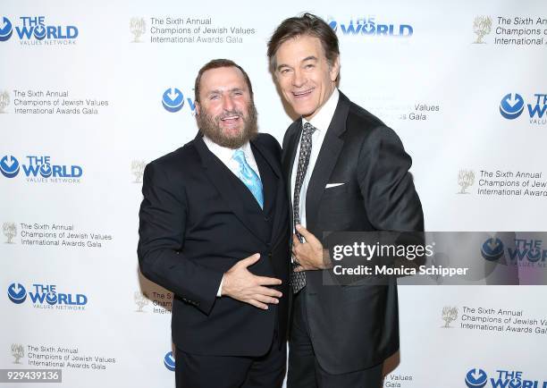 Rabbi Shmuley Boteach and Dr. Oz attend the 2018 World Values Network Champions of Jewish Values Awards Gala at The Plaza Hotel on March 8, 2018 in...