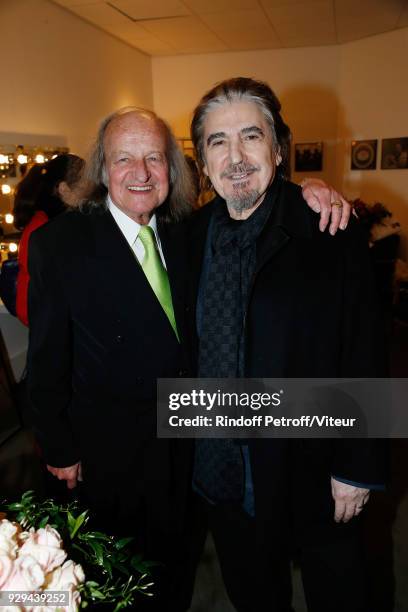 Andre Chapelle and Serge Lama attend "Nana Mouskouri Forever Young Tour 2018" at Salle Pleyel on March 8, 2018 in Paris, France.