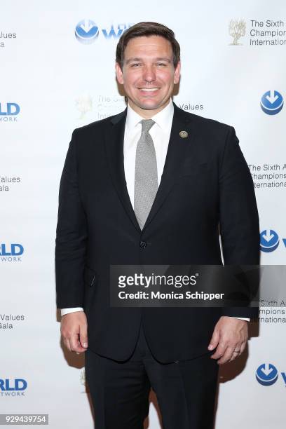 Congressman Ron DeSantis attends the 2018 World Values Network Champions of Jewish Values Awards Gala at The Plaza Hotel on March 8, 2018 in New York...