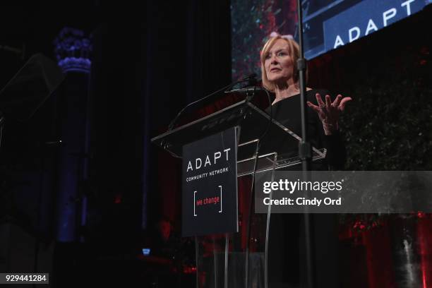 Leadership Awards host Judy Woodruff speaks at the Adapt Leadership Awards Gala 2018 at Cipriani 42nd Street on March 8, 2018 in New York City.