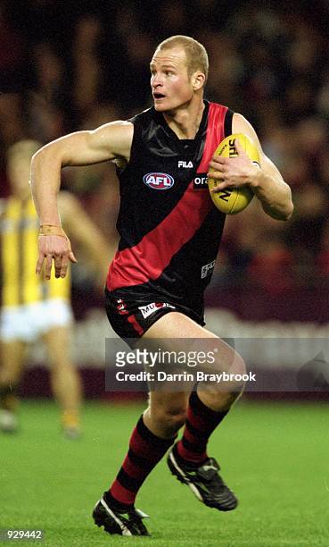 Sean Wellman for Essendon in action during round nine of the AFL season match played between the Essendon Bombers and the Hawthorn Hawks held at...