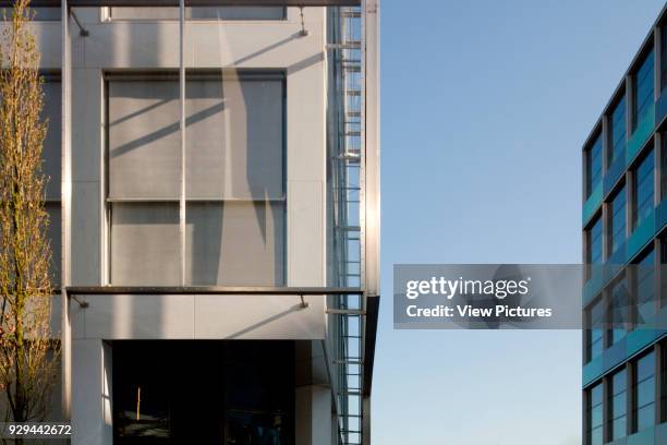Facade juxtapositions. Novartis Campus Virchow 6, Basel, Switzerland. Architect: Alvaro Siza, 2012.