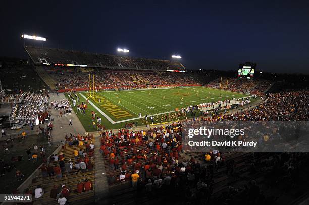 General view of Jack Trice Stadium during the Oklahoma State Cowboys game against the Iowa State Cyclones on November 7, 2009 in Ames, Iowa. Oklahoma...