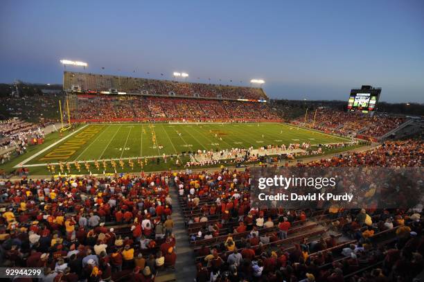 General view of Jack Trice Stadium during the Oklahoma State Cowboys game against the Iowa State Cyclones on November 7, 2009 in Ames, Iowa. Oklahoma...