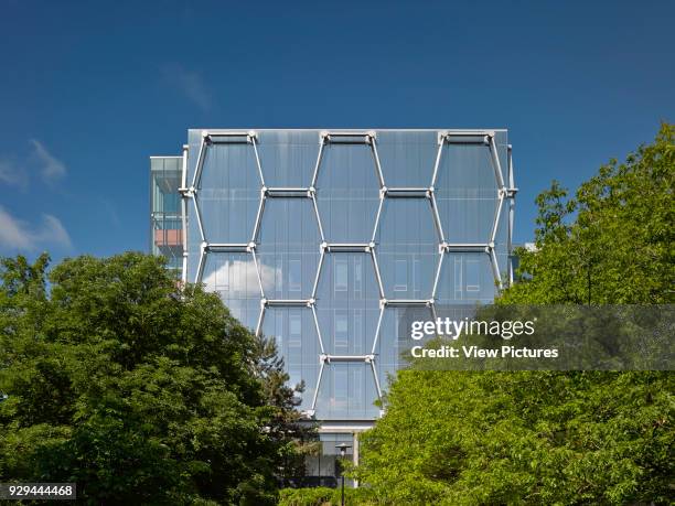 Rear elevation. The Quantum Nano Centre, Waterloo, Canada. Architect: Kuwabara Payne McKenna Bloomberg, 2013.