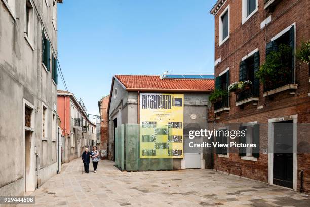 Exterior view of entrance to pavilion. Aftermath - Catalonia Pavilion XV Venice Biennale, Venice, Italy. Architect: Jaume Prats, Jelena Prokopljevic,...