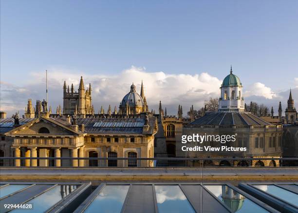View of Radcliffe Camera from roof. Weston Library, Oxford, United Kingdom. Architect: Wilkinson Eyre, 2015.