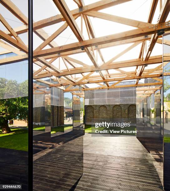 View looking out from pavilion onto Dulwich Picture Gallery's by John Soane. Dulwich Picture Gallery Pavilion, London, United Kingdom. Architect:...