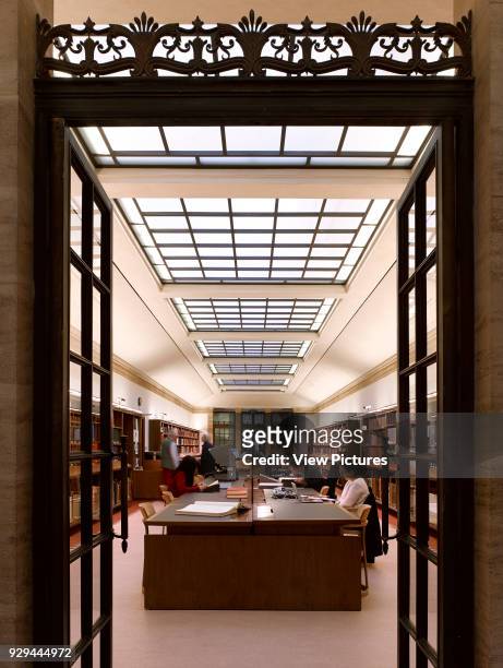 Reading Room doorway. Weston Library, Oxford, United Kingdom. Architect: Wilkinson Eyre, 2015.
