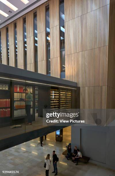 Floating book-stack. Weston Library, Oxford, United Kingdom. Architect: Wilkinson Eyre, 2015.