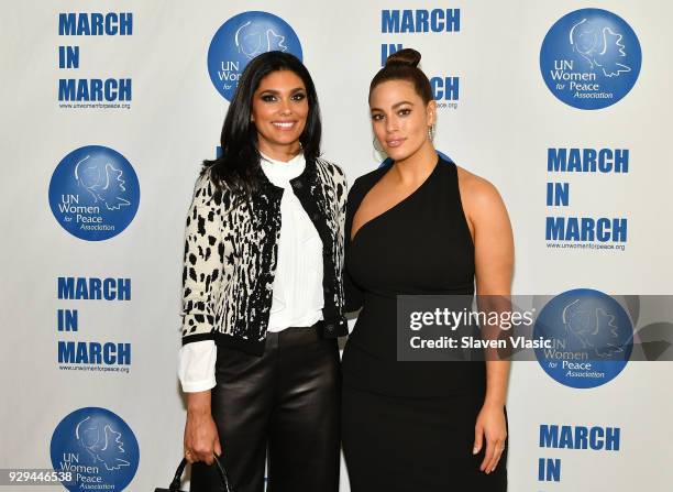 Fashion designer Rachel Roy and model/author Ashley Graham attend International Women's Day United Nations Awards Luncheon on March 8, 2018 in New...