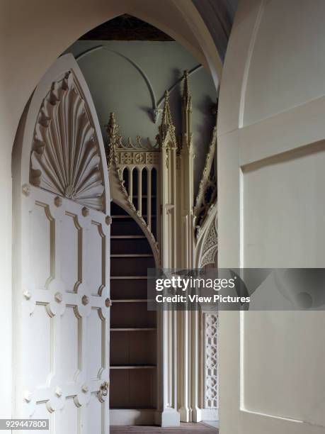 Door to library. Strawberry Hill House, Twickenham, United Kingdom. Architect: Horace Walpole, 1747.
