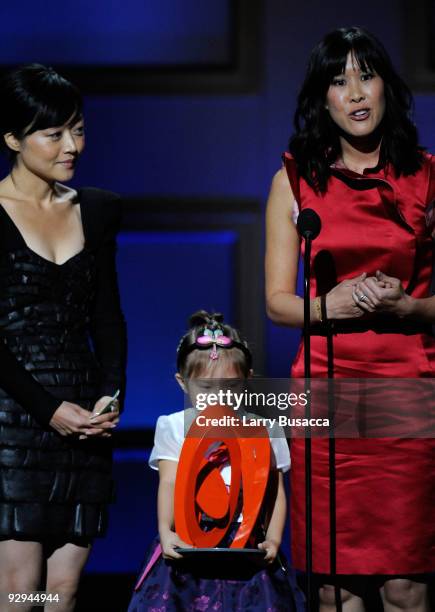 Honorees/Journalists Euna Lee and Laura Ling speak onstage at the The 2009 Women of the Year hosted by Glamour Magazine at Carnegie Hall on November...