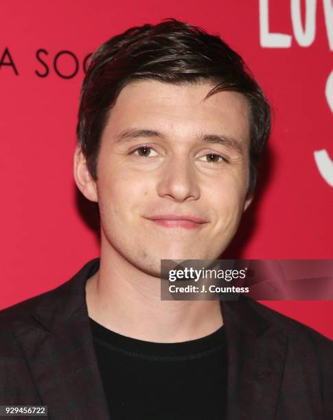 Actor Nick Robinson poses for a photo at the screening of "Love, Simon" hosted by 20th Century Fox & Wingman at The Landmark at 57 West on March 8,...