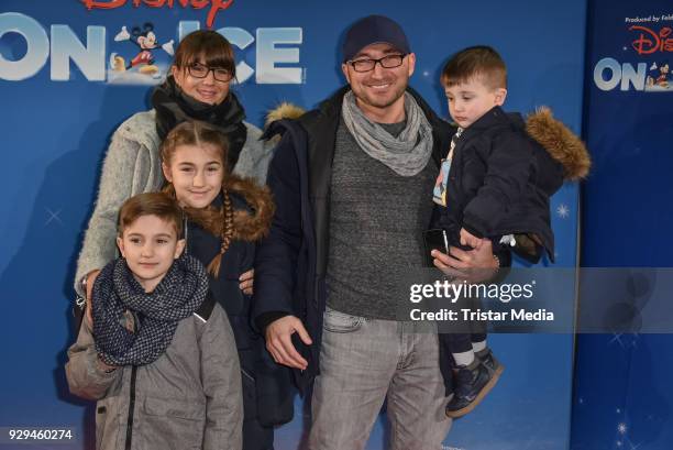 Comedian Murat Topal and family attend the Disney on Ice premiere 'Fantastische Abenteuer' at Velodrom on March 8, 2018 in Berlin, Germany.