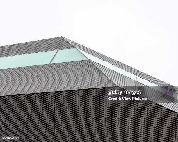 Close up of exterior. Dokk1, Aarhus, Denmark. Architect: Schmidt Hammer & Lassen Ltd, 2015.