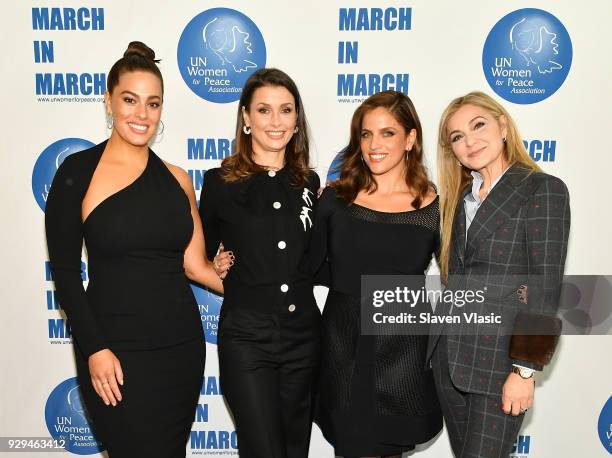 Model/author Ashley Graham, actress/model Bridget Moynahan, Noa Tishby and UN Women for Peace Association Board member Michal Grayevsky attend...