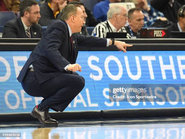 Texas A&M basketball coach Billy Kennedy watches his team play during a Southeastern Conference Basketball Tournament game between Alabama and Texas...