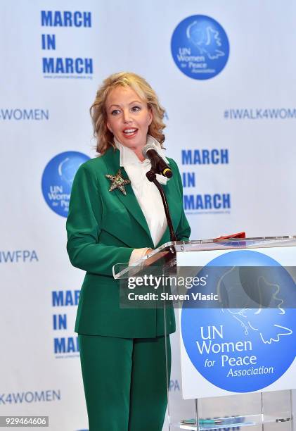 The Princess Camilla of Bourbon Two Sicilies, Duchess of Castro attends International Women's Day United Nations Awards Luncheon on March 8, 2018 in...