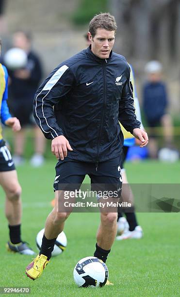 Tony Lochhead of the All Whites warms up during a New Zealand All Whites training at Endeavour Park on November 10, 2009 in Wellington, New Zealand.