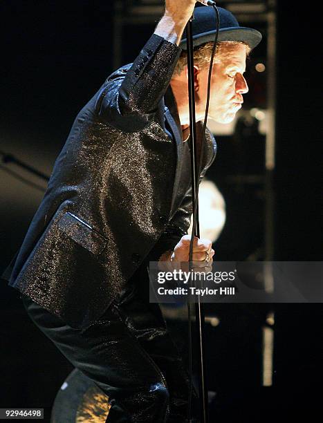 Musician Tom Waits performs as part of the "Glitter And Doom" tour at the Alabama Theatre on July 3, 2008 in Birmingham, Alabama.