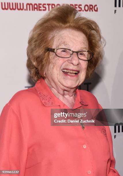 Dr. Ruth attends the 2018 Maestro Cares Gala at Cipriani Wall Street on March 8, 2018 in New York City.