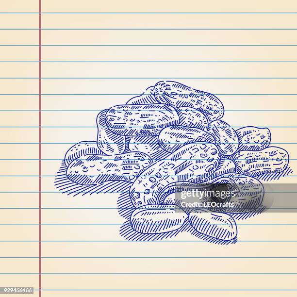 peanuts drawing on lined paper - peanuts stock illustrations