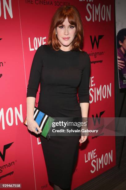 Molly Ringwald attends 20th Century Fox & Wingman host a screening of "Love, Simon" on March 8, 2018 in New York City.