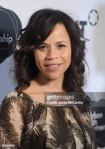 Actress Rosie Perez walks the red carpet at the 9th Annual 24 Hour Plays on Broadway After Party presented by MONTBLANC at The Opera Ballroom at...