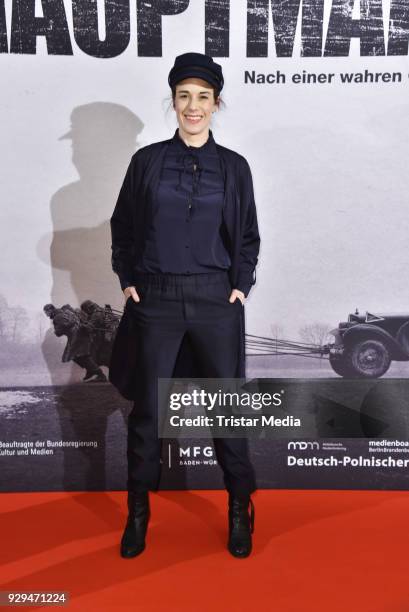 Anne Schaefer attends the premiere of 'Der Hauptmann' at Kino International on March 8, 2018 in Berlin, Germany.