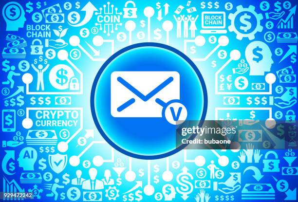 envelope icon on money and cryptocurrency background - security-envelope-pattern stock illustrations