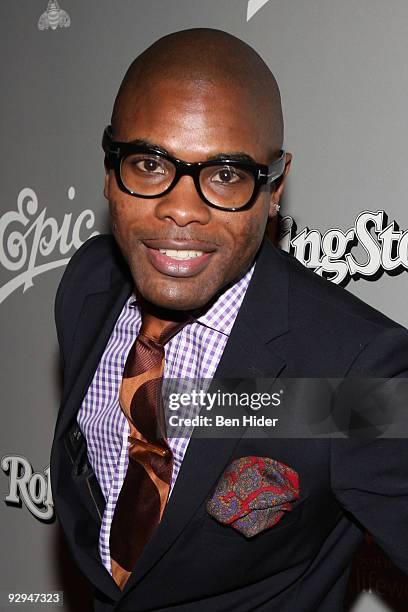 Stylist Keino Benjamin attends Shakira's Rolling Stone cover celebration & "She Wolf" album launch party at The Bowery Hotel on November 9, 2009 in...