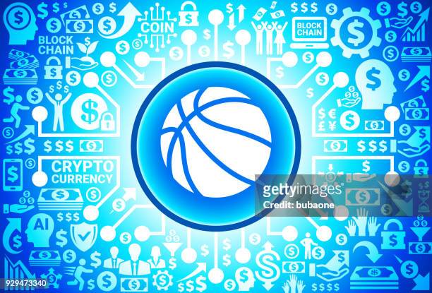 basketball-ikone auf geld und kryptowährung hintergrund - lock sporting position stock-grafiken, -clipart, -cartoons und -symbole