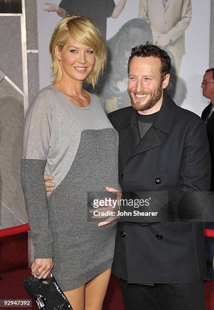 Jenna Elfman and Bodhi Elfman arrive at the "Old Dogs" Premiere at the El Capitan Theatre on November 9, 2009 in Hollywood, California.