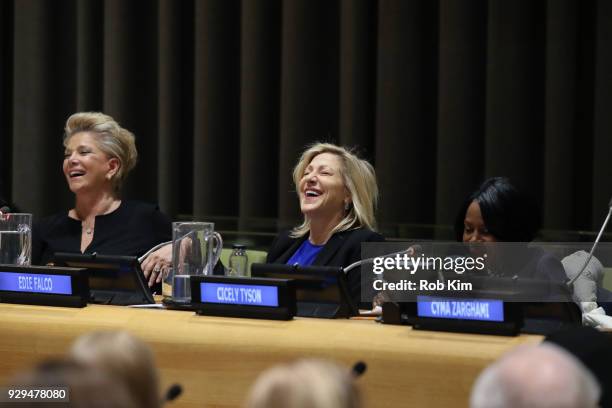 Joan Lunden, Edie Falco, Cicely Tyson attend International Women's Day The Role of Media To Empower Women Panel Discussion at the United Nations on...