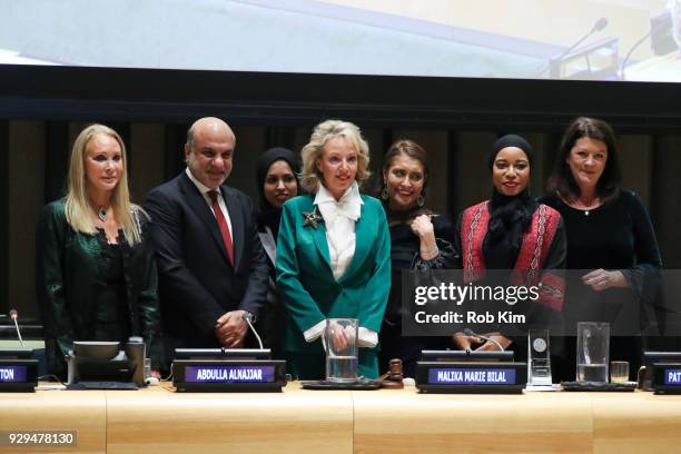 Barbara Winston, Abdulla Alnajjar, Alya bint Ahmed Al Thani, Muna Rihani Al-Nasser, Malika Marie Bilal and Patricia Anne Culhane attends...