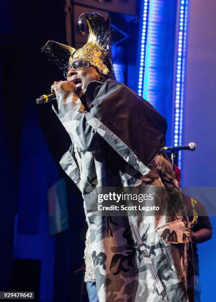 George Clinton of George Clinton And Parliament Funkadelic performs at The Soundboard, Motor City Casino on March 8, 2018 in Detroit, Michigan.