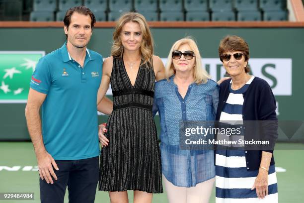 Tournament Director Tommy Haas, Daniela Hantuchova of Slovakia, Mariane Hantuchova and Assistant Tournament Director Peggy Michel during the BNP...