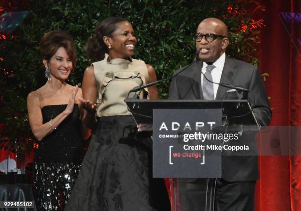 Susan Lucci, Deborah Roberts, and Al Roker speak durng the Adapt Leadership Awards Gala 2018 at Cipriani 42nd Street on March 8, 2018 in New York...