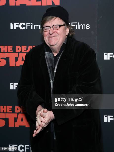 Michael Moore attends "The Death Of Stalin" New York premiere at AMC Lincoln Square Theater on March 8, 2018 in New York City.
