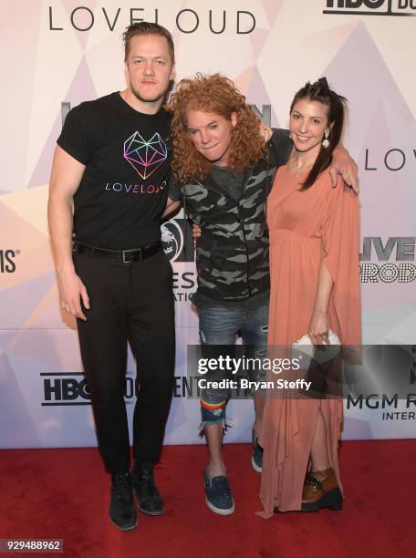 Executive Producer/Imagine Dragons frontman Dan Reynolds, comedian Carrot Top and singer Aja Volkman attend the screening of the HBO Documentary film...