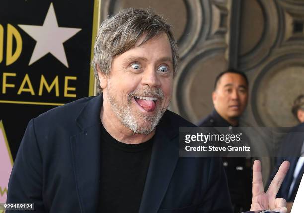 Mark Hamill Honored With Star On The Hollywood Walk Of Fame on March 8, 2018 in Hollywood, California.