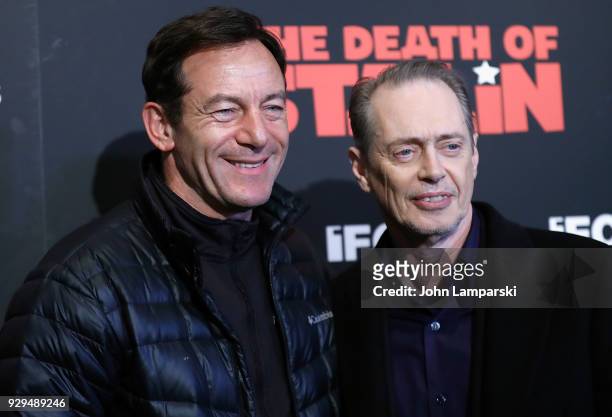 Jason Isaacs and Steve Buscemi attend "The Death Of Stalin" New York premiere at AMC Lincoln Square Theater on March 8, 2018 in New York City.