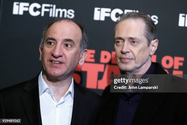 Armando Iannucci and Steve Buscemi attend "The Death Of Stalin" New York premiere at AMC Lincoln Square Theater on March 8, 2018 in New York City.