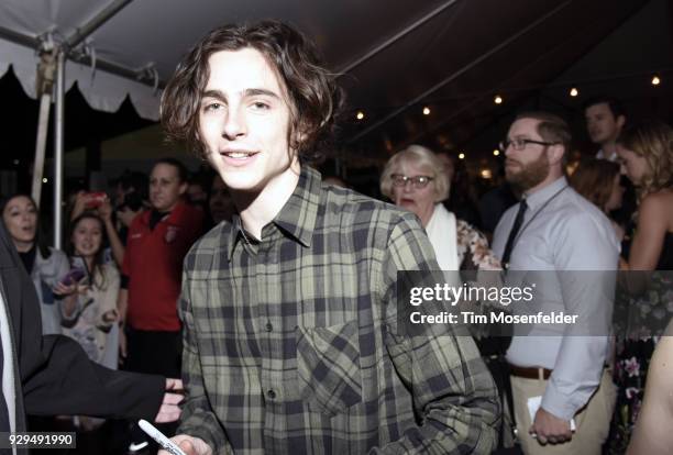 Timothee Chalamet attends the 2018 Texas Film Awards at AFS Cinema on March 8, 2018 in Austin, Texas.