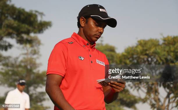 Chawrasia of India looks on during day two of the Hero Indian Open at Dlf Golf and Country Club on March 9, 2018 in New Delhi, India.