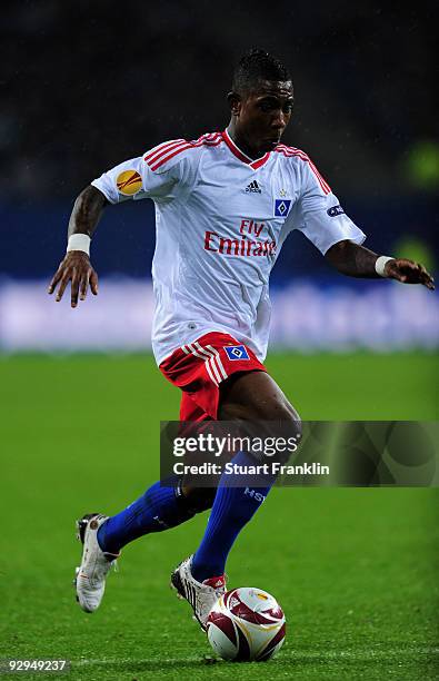 Eljero Elia of Hamburg during the UEFA Europa League Group C match between Hamburger SV and Celtic at HSH Nordbank Arena on November 5, 2009 in...