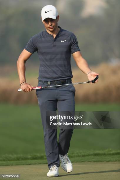 Adrien Saddier of France looks on during day two of the Hero Indian Open at Dlf Golf and Country Club on March 9, 2018 in New Delhi, India.